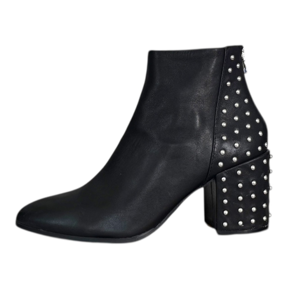 Steve Madden Leather Ankle Boots 8 Black Silver Studs Bikercore Grunge Rockstar - Picture 4 of 10